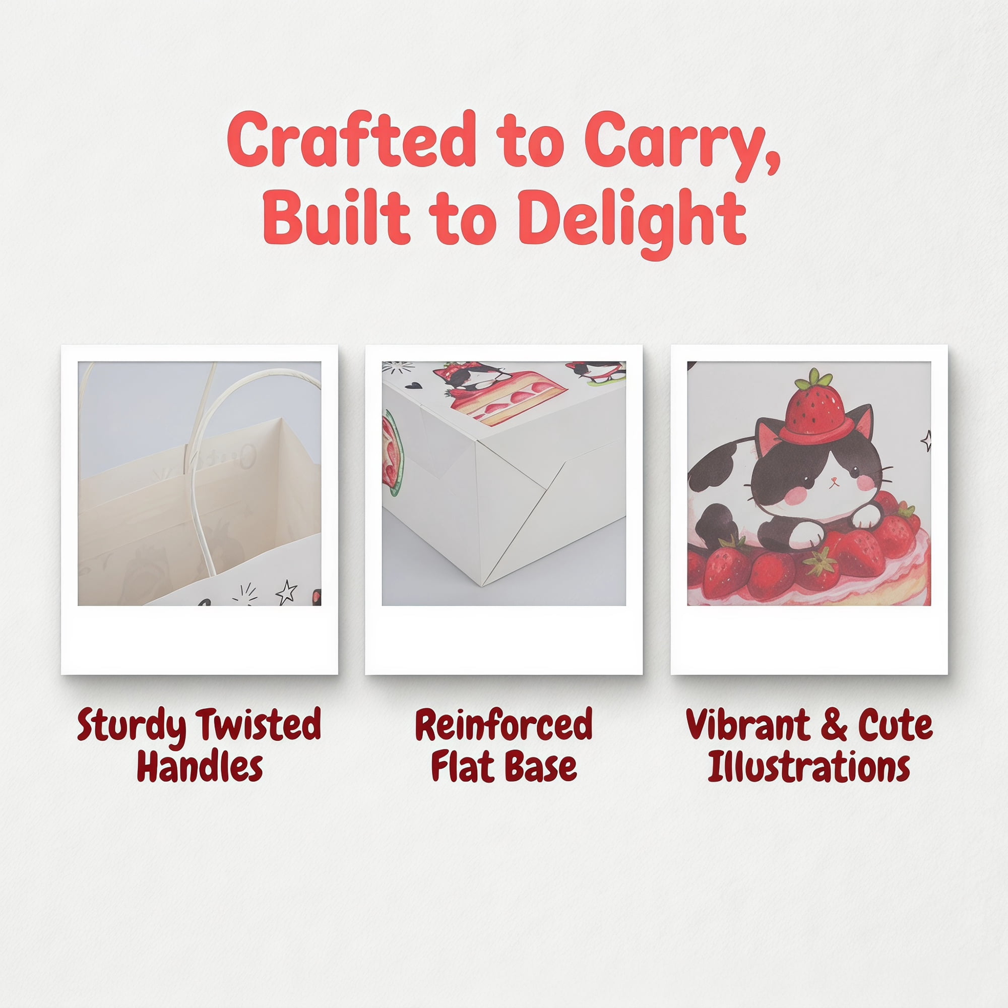 Unique Bargains Cartoon Gift Bags with Handles for Occasions Red Cat 8.3" x 4.3" x 10.6"
