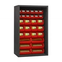 Durham 5010-30-1795 12 Guage Enclosed Shelving with 30 Red Hook on Bins, Gray - 36 x 24 x 60 in.