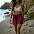 thumbnail image 5 of Admvng Women's Summer Casual Cotton Linen Plus Size Drawstring Shorts Elastic Waist Loose Shorts with Pockets, 5 of 9