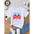 thumbnail image 1 of Kids' 100% Cotton T-Shirt - Happy Labor American Flag Print, Cute Cartoon Patriotic Design, Soft Breathable Fabric, Available for Boys & Girls Ages 3+ Perfect for School Events &, 1 of 6