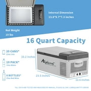 Alpicool C15 Portable Refrigerator 16 Quart(15 Liter) Vehicle, Car, Truck, RV, Boat, Mini fridge freezer for Driving, Travel, Fishing, Outdoor and Home use -12/24V DC and 110-240 AC