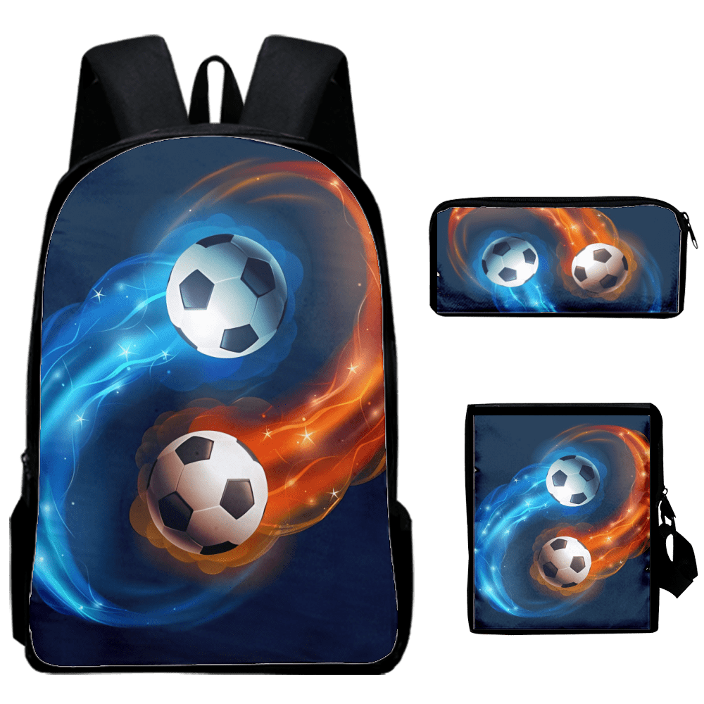 3Pcs/Set Soccer Football Graphic Kid's Backpack 15.75in Novelty