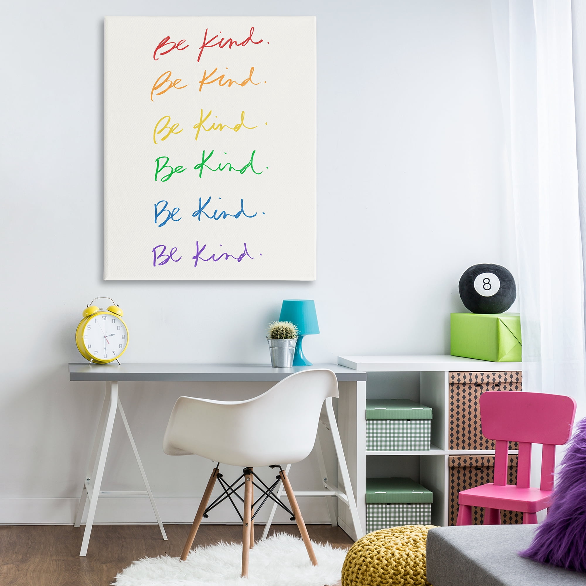 Stupell Industries Rainbow Be Kind Typography Painting Gallery Wrapped Canvas Art Print Wall Art, 36 x 48
