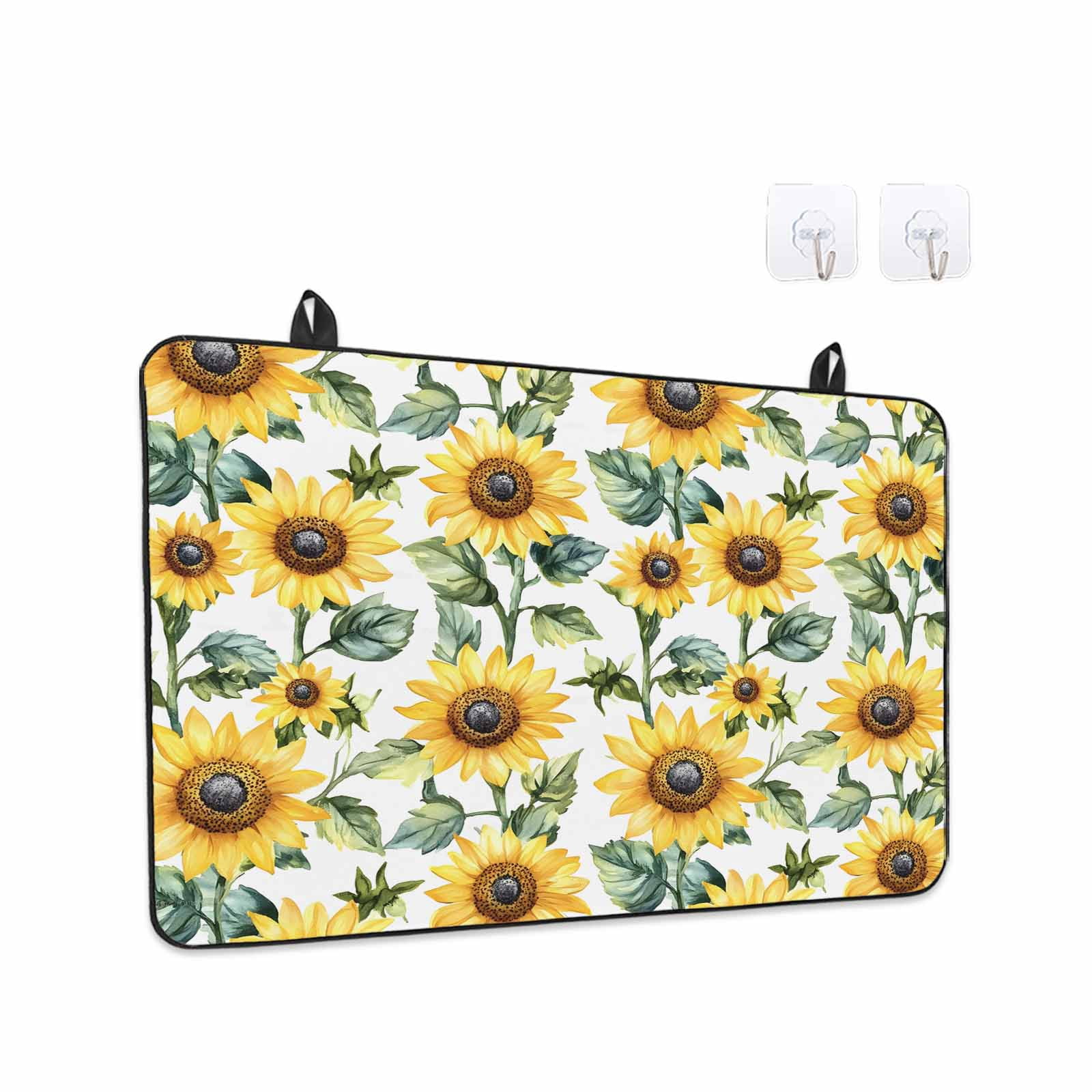 Sunflower Stove Top Cover for Electric Stove, Heat-proof & Non Slip Glass Top Stove Cover Protector, Spring Green Botanical Summer Floral Kitchen Flat Cooktop Rubber Mat 24x21 Inches