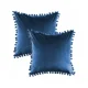 thumbnail image 1 of Funda de almohada de terciopelo granulado suave y sólida, adecuada para sofá, dormitorio, coche, 18 x 18 pulgadas, azul oscuro, 1 of 4
