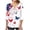 White#4, variant on Women's 4th of July Top V-Neck Button Detail Flare Sleeve American Flag Sequin Print Blouse, Patriotic Summer Casual Loose Fit Flowy Tunic, Sizes S-3XL