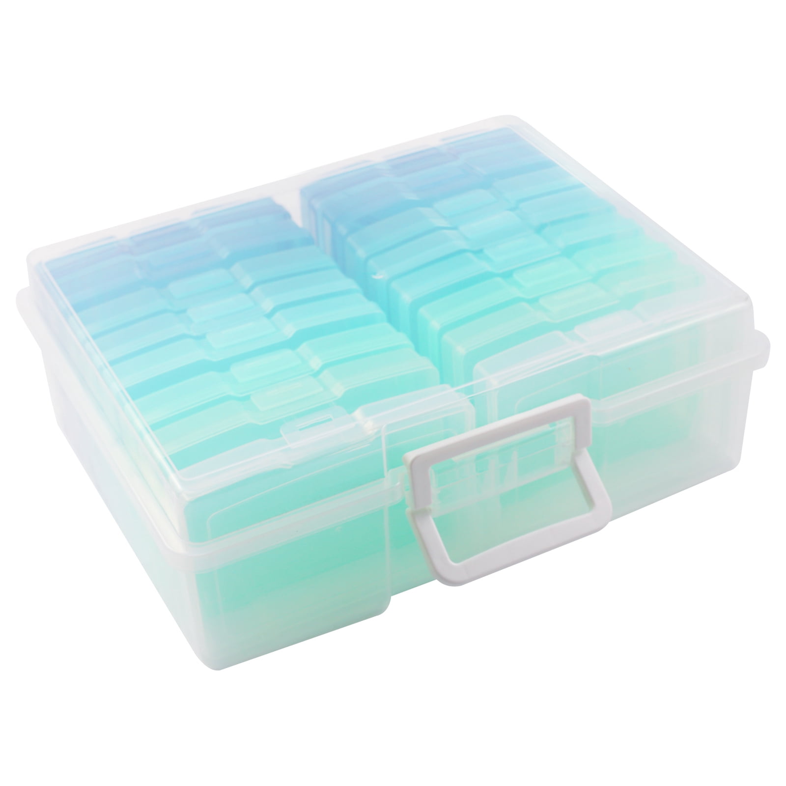Simply Tidy Blue Ombre Photo & Craft Keepers - Storage Box with 16 Inner Cases, Holds 4" x 6" Photos, Organizes Beads, Glitter, Dice & More, 8 Pack