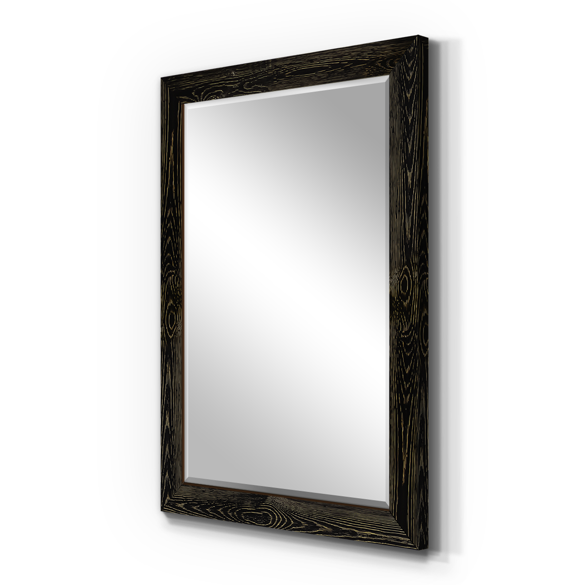 Beveled Edge Framed 29 in. W x 41 in. H Rectangle Wood Black Mirror
