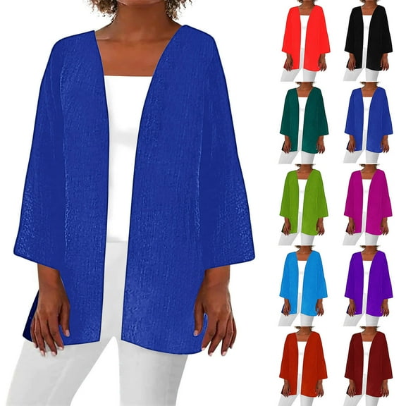 abtuhar Womens Cardigans Lightweight,Open Front Cardigan for Women,Summer Fall Solid Color Cardigan Long Sleeve Loose Cover Up Casual Blouse Tops S-2XL