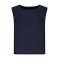 thumbnail image 5 of Women's Cotton Linen Sleeveless Shirts Summer Casual Crew Neck Flowy Tops Loose Breathable Lightweight Blouses (2XL, Navy), 5 of 6