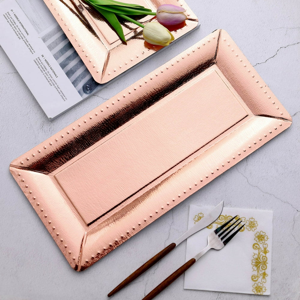 Efavormart 10 Pack 16" Rose Gold Paper Cardboard Serving Trays With