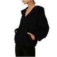 thumbnail image 4 of HongQid Womens Fleece Pullover Coats with Pockets Fall Ziper Jacket Oversize Trendy Hooded Sweatshirt for Winter, 4 of 7