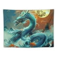 thumbnail image 5 of PRATYUS  Japanese dragon Tapestry Wall Hanging Asian Anime Tapestry Moon Cloud Misty Mountains Watercolor Painting Art Wall Tapestries for Bedroom Living Room Dorm Decoration  40x60inch, 5 of 6