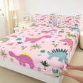 thumbnail image 3 of Homewish Kawaii Animal Dino Twin Sheet Sets 3pcs for Kids Boys Girls,Cartoon Wildlife Twin Fitted Sheet Microfiber,Cute Dino Breathable Flat Sheet,Microfiber Bedroom Decor, 3 of 7