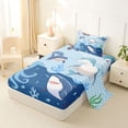 thumbnail image 2 of Erosebridal Marine Shark Twin Sheet Sets for Kids, Blue Octopus Coral Bedding, 3 Pieces, 2 of 5