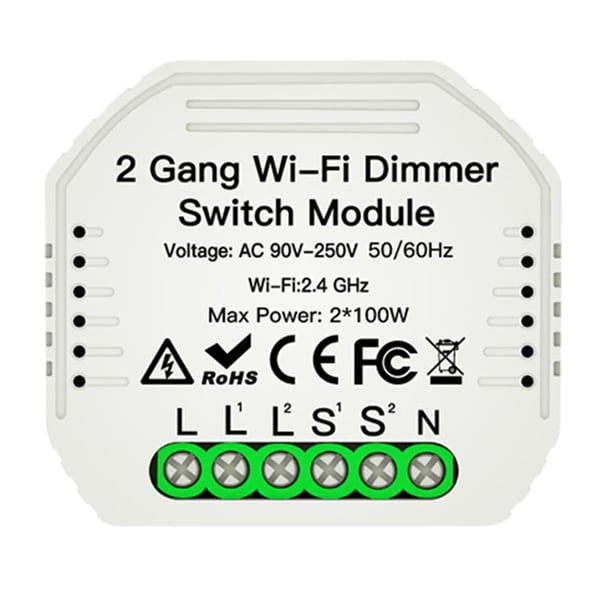 Interruptor Inteligente Módulo de atenuación 2 Gang DIY WiFi Smart Life/Tuya APP Control remoto Interruptor de luz de 2 vías Likrtyny Para estrenar