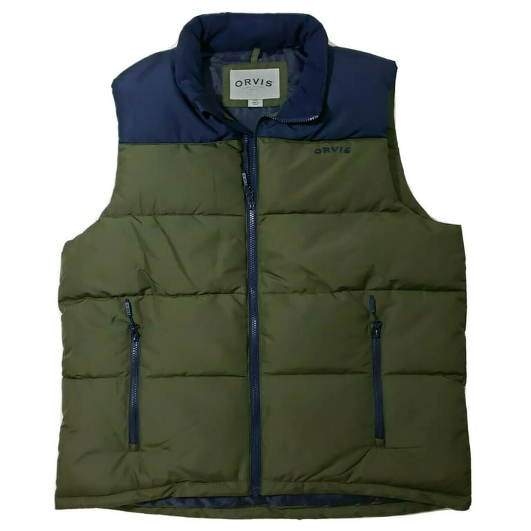 Orvis Men's RipStop Puffer Outdoors Vest Jacket, Green Olive