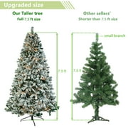 SalonMore 7.5ft 1450 Branch Pre-lit Christmas Tree, Holiday Decoration Flocked Snow Artificial Tree