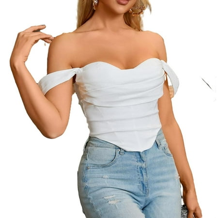 

Casual Off the Shoulder Corset Top White Women s Tops (Women s)