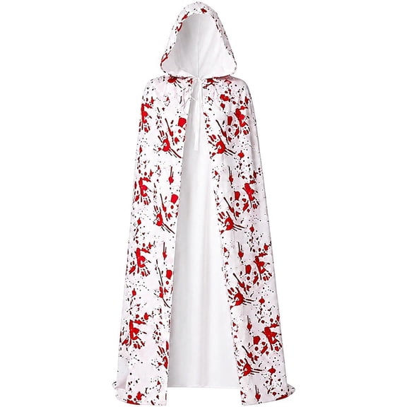 Jiibva Halloween Bloody Cape Horror Blood Stain Costume Cloak Vampire Zombie White 130x110cm
