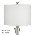 thumbnail image 4 of 360 Lighting Gerson Modern Table Lamps 24" High Set of 2 Brushed Nickel with Dimmers LED White Drum Shade for Bedroom Living Room Bedside Nightstand, 4 of 8