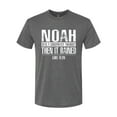 thumbnail image 2 of Wild Bobby Noah Was A Conspiracy Theorist Inspirational/Christian Men Premium Tri Blend Tee, Dark Heather, X-Large, 2 of 5