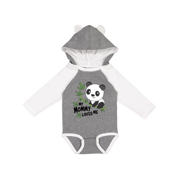 Inktastic My Mommy Loves Me- cute panda Boys or Girls Long Sleeve Baby Bodysuit