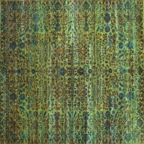 Ahgly Company Indoor Square Persian Turquoise Blue Traditional Area Rugs, 6' Square