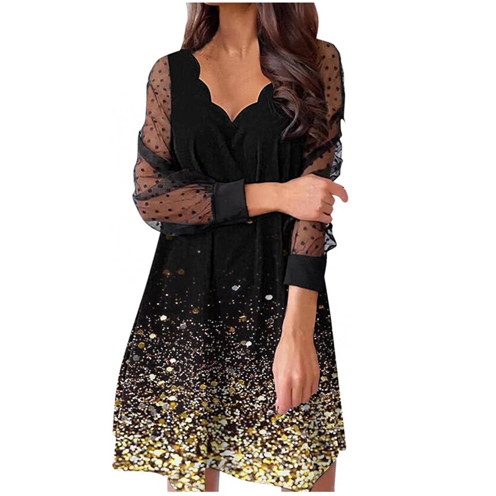 Buy Printed Patchwork V-Neck Sleeveless Dress at Ubuy Mauritius