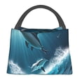 thumbnail image 1 of Disketp Ice Blue Ocean Cute Dolphin A Bolsa Térmica Estampada, Bolsa Térmica Aislante para Almuerzo, Playa y Campamento, 1 of 6