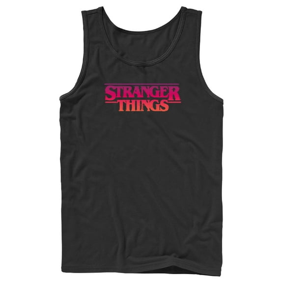 Netflix Men's Stranger Things Pink Logo Tank Top Black Small