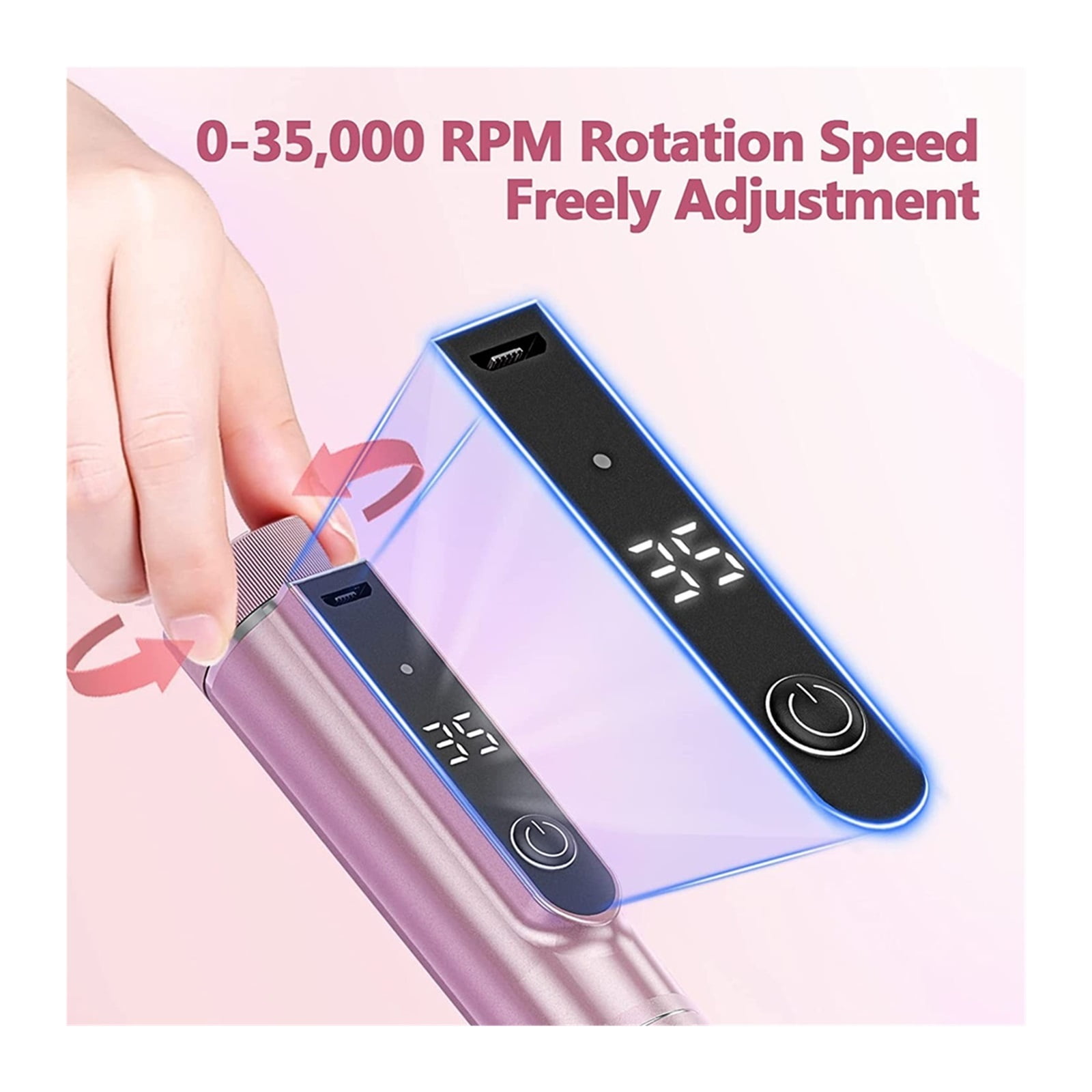Cordless Electric Nail Drill Machine With LED Display,Professional Efile Nail Drill Kit,Portable Nail Drill For Acrylic Nails ,Low Noise