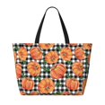 thumbnail image 2 of Kdxio Autumn Pumpkins Gingham for Beach Bag for Women Large Beach Tote Bag Waterproof Sandproof Swim Bag with Zipper Pockets Beach Vacation Travel, 2 of 7