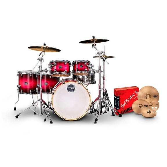 Mapex Armory Series 6-Piece Studioease Shell Pack Fast Toms With 22" Bass Drum and Sabian B8X Cymbals Tanzanite Burst