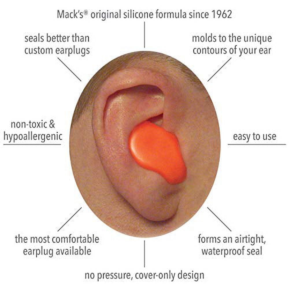 Mack's Pillow Soft Silicone Earplugs - 200 Pair Dispenser - The Original Moldable Silicone Putty Ear Plugs for Sleeping, Snoring, Swimming, Travel, Concerts and Studying (Orange)