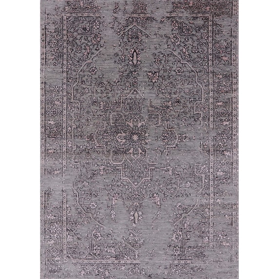 Ahgly Company Indoor Rectangle Mid-Century Modern Carbon Gray Area Rugs, 5' x 8'