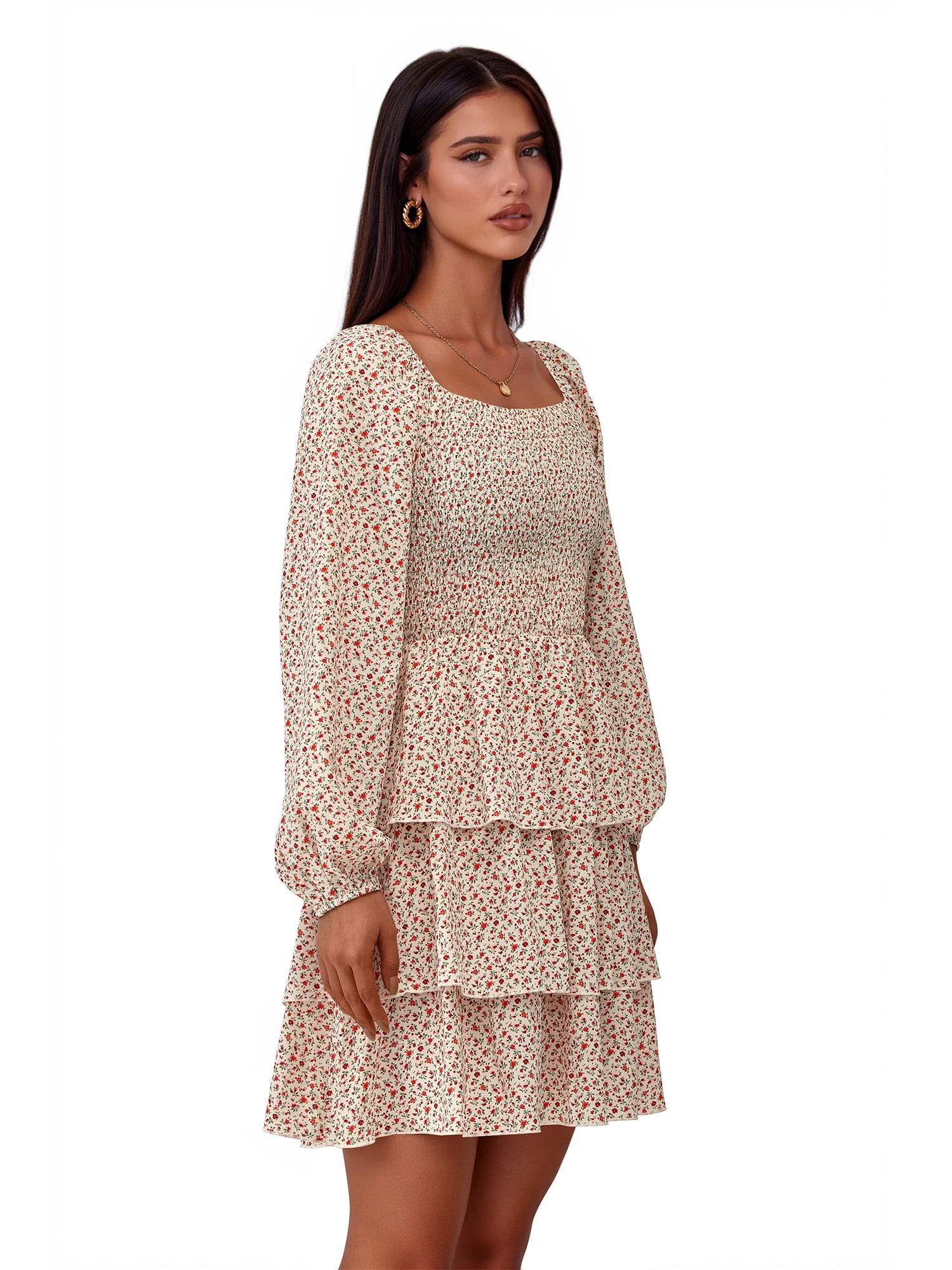 PRETTYGARDEN Women's Long Sleeve Ruffle Mini Dress, Sizes S-XXL