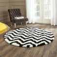 thumbnail image 3 of SAFAVIEH Barcelona Carmella Geometric Shag Area Rug, Ivory/Black, 5' x 5' Round, 3 of 8