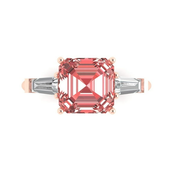 Clara Pucci 14K Rose Gold 3ct Garnet Three-Stone Ring for Women