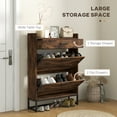 thumbnail image 3 of HOMCOM Narrow Shoe Cabinet with 2 Flip Doors and Top Drawer, Brown, 3 of 9