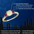 thumbnail image 2 of Gem Stone King 10K Yellow Gold White Ethiopian Opal and Red Created Ruby 3-Stone Ring for Women | 0.84 Cttw | Round Cabochon 6MM | Gemstone October Birthstone | Size 9, 2 of 6