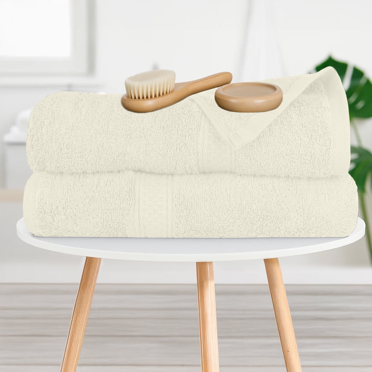 Dan River Bath Towel 4 Pack 27x54 in Ultra Soft Quick Drying Cotton Towel - Ivory