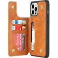 thumbnail image 7 of Compatible with iPhone 14 Pro Luxury PU Leather Case with Card Holder,Cash Slots,Stand Function Back Wallet Case Flip Wrist Strap Double Magnetic Clasp Case for iPhone 14 Pro 6.1",Khaki, 7 of 7