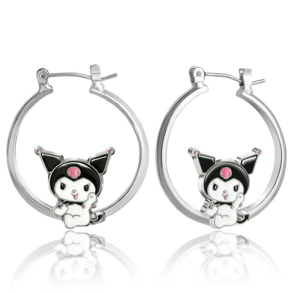 Sanrio Hello Kitty and Friends Womens Fashion Hoop Earrings - Kuromi, Officially Licensed