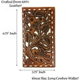 thumbnail image 4 of Western Cowboy Leather Long Wallets for Men Checkbook Tooled Wallet Floral Bifold, 4 of 7