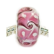 Troll Style Pink Swirls in Murano Glass Charm Bead