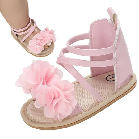 

Younar Infant Sandals Girls Sandals with Flower & Anti-slip Sole Soft Infant Toddler First Walkers Crib Dress Shoes sweetie