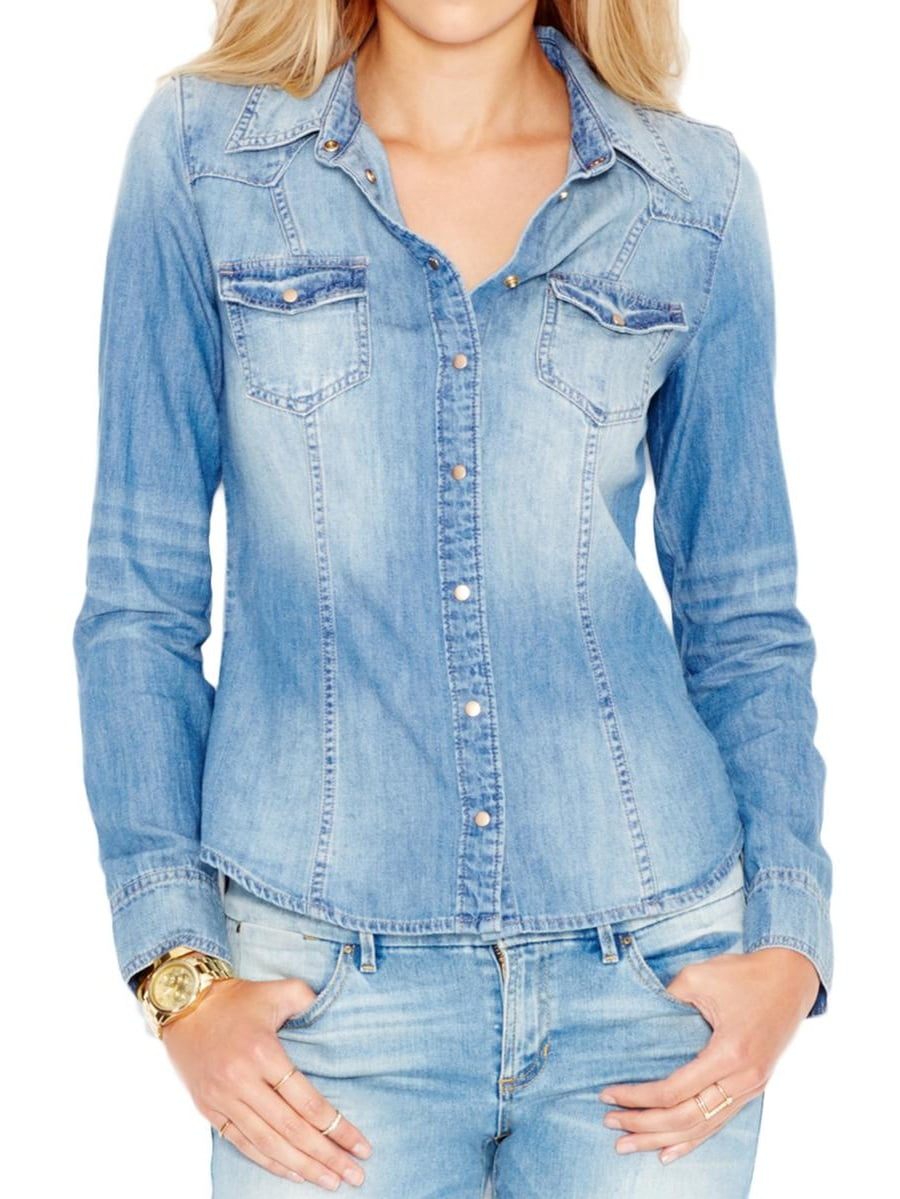 womens denim shirt walmart