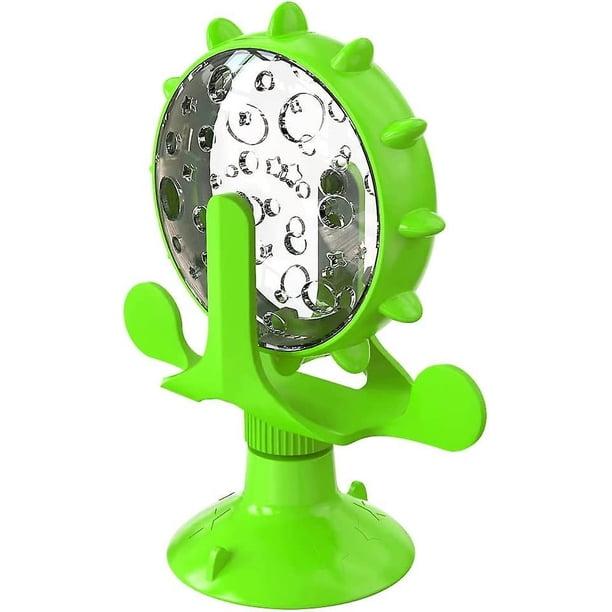 Juguete interactivo para gatos, Molino de viento para gatos, Dispensador de golosinas para gatos, Comedero interactivo para gatos, Ventosa fuerte Verde
