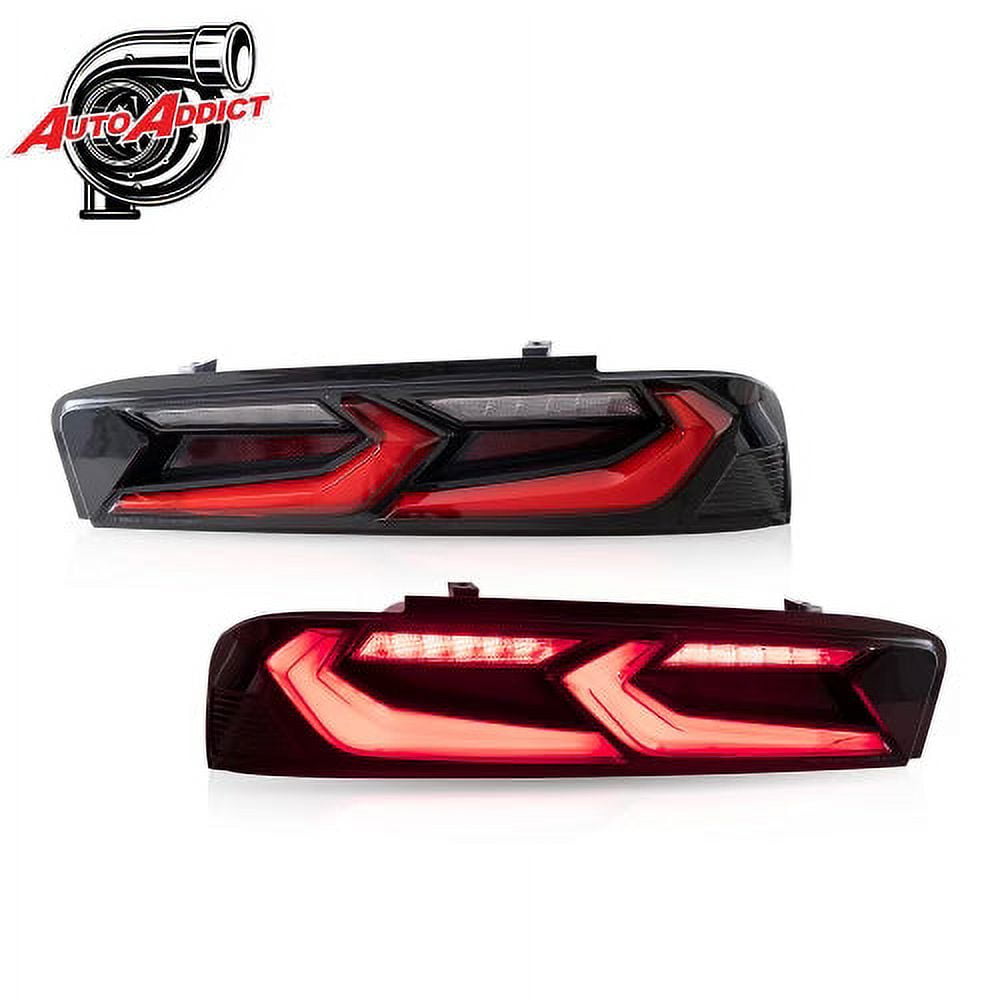 Auto Addict Velox LED Taillights for 2016-2018 Chevy Camaro – Gloss Black with Red Lens, 2-Pack